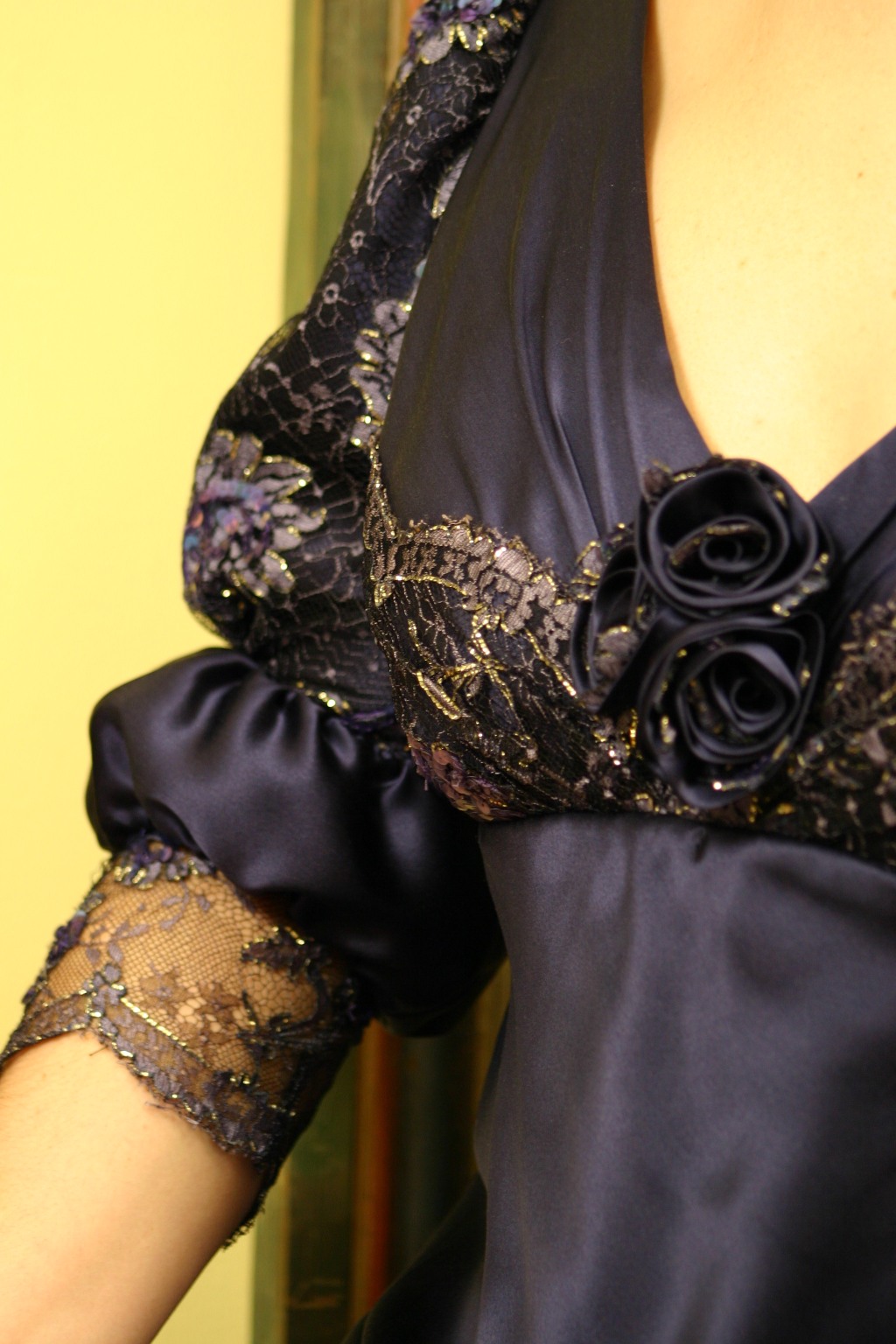 Black Silk & Satin Evening Gown
